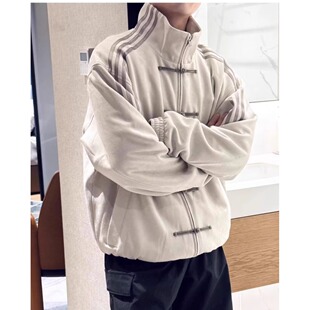 夹克痞帅宽松上衣 国潮复古盘扣唐装 2026新中式 麂皮绒外套男春秋季