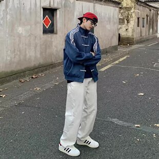 新中式唐装麂皮外套运动夹克男女同款国风汉服休闲套装情侣套装