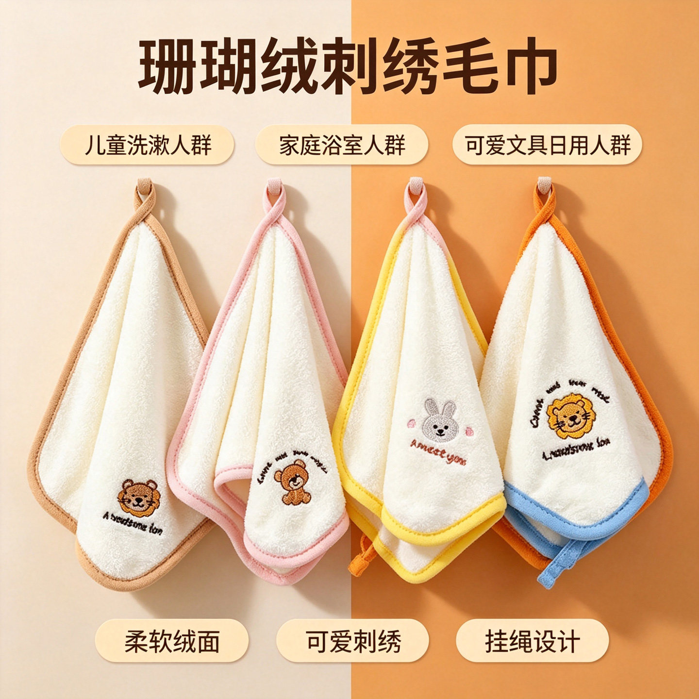 儿童洗脸小毛巾超柔吸水