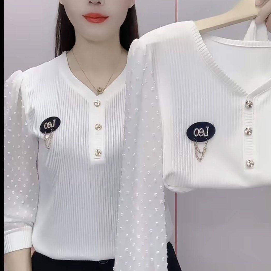 2025春秋打底衫女新款时尚纯色洋气韩版小衫宽松上衣领高弹打底衫
