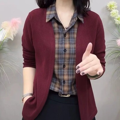 2025春秋新款时尚百搭减龄T恤洋气印花衬衫大码中老妈妈长袖上衣