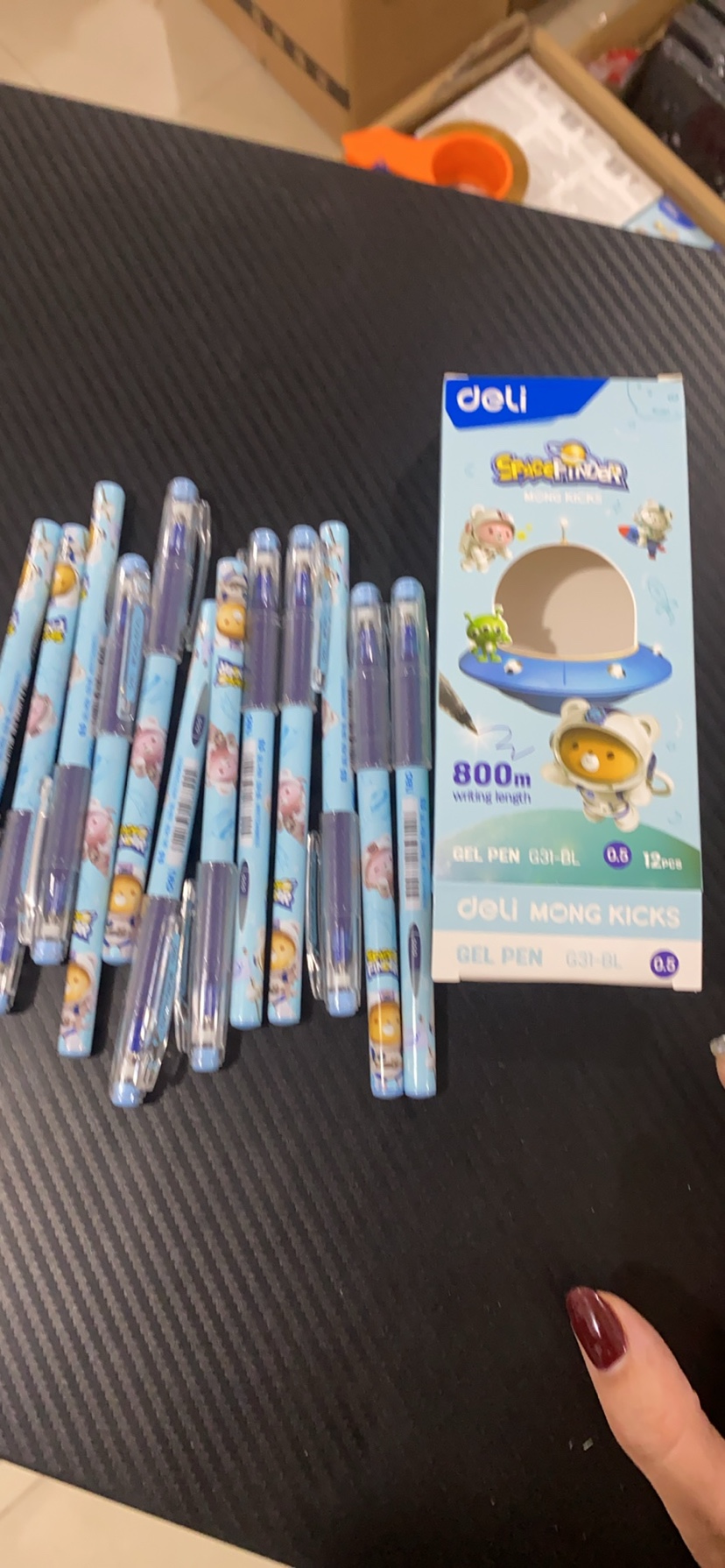 得力蓝色全针管中性笔1盒12支