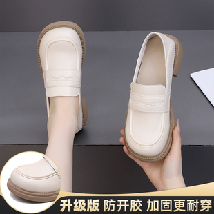 小个子两穿平底乐福鞋女2025春秋新款单鞋百搭英伦风配裙小皮鞋