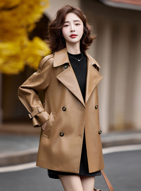 真皮皮衣女宽松2025新款秋冬加棉保暖皮风衣海宁中长款绵羊皮外套