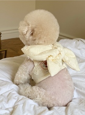 mollypets* 韩国代购meaningless小型犬大蝴蝶结刺绣胸背透气网格