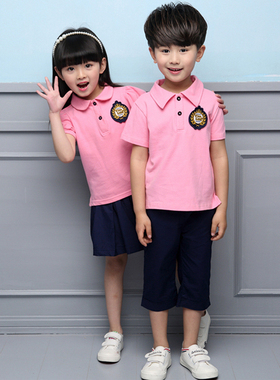 小学生校服夏装纯棉套装polo衫一年级班服英伦学院风幼儿园入园服