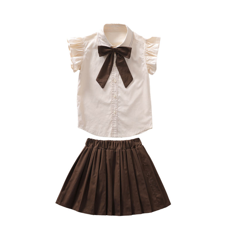 夏季英伦风短袖衬衣套装男女童园服幼儿园小学生班服校服演出服装