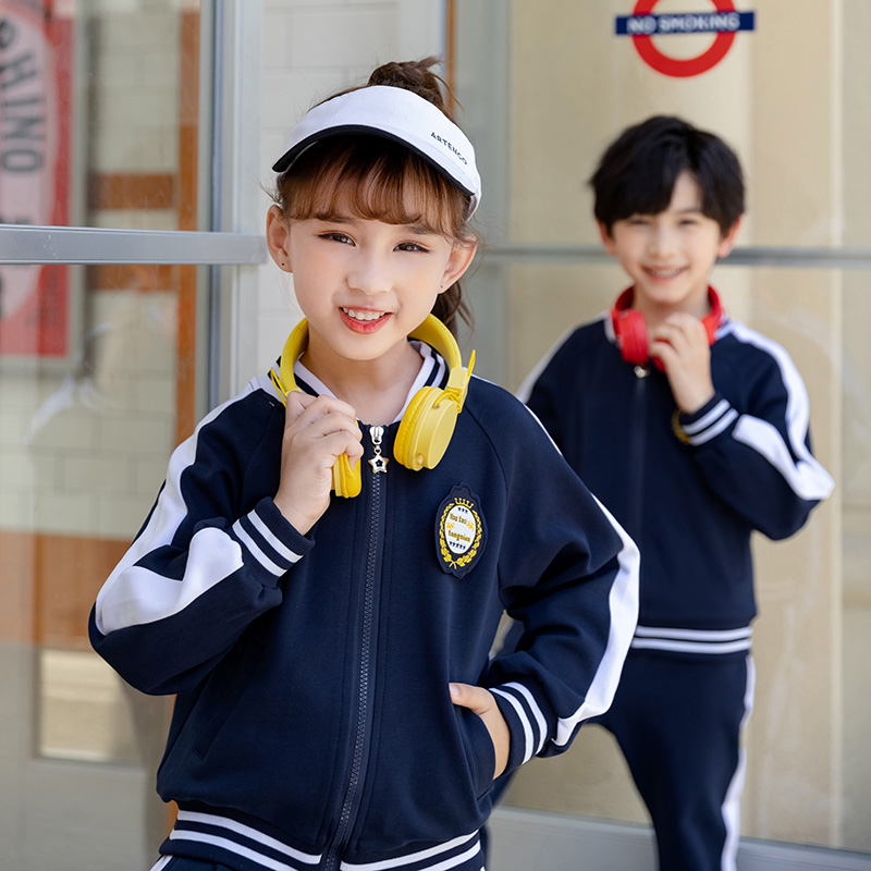 春秋季藏蓝色棒球服外套学院风套装男女童校服班服学生园服幼儿园