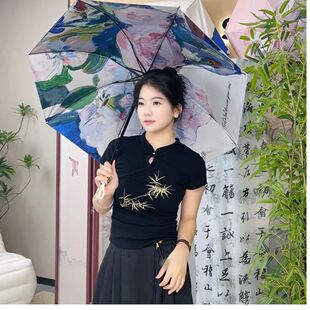 手动高颜值折叠雨伞女晴雨两用超强遮阳防晒防紫外线 双面双花
