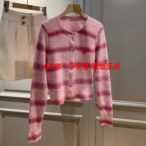 SELFWHO笑脸衣橱秘鲁羊驼毛混纺渐变色针织开衫女2025秋新款上衣