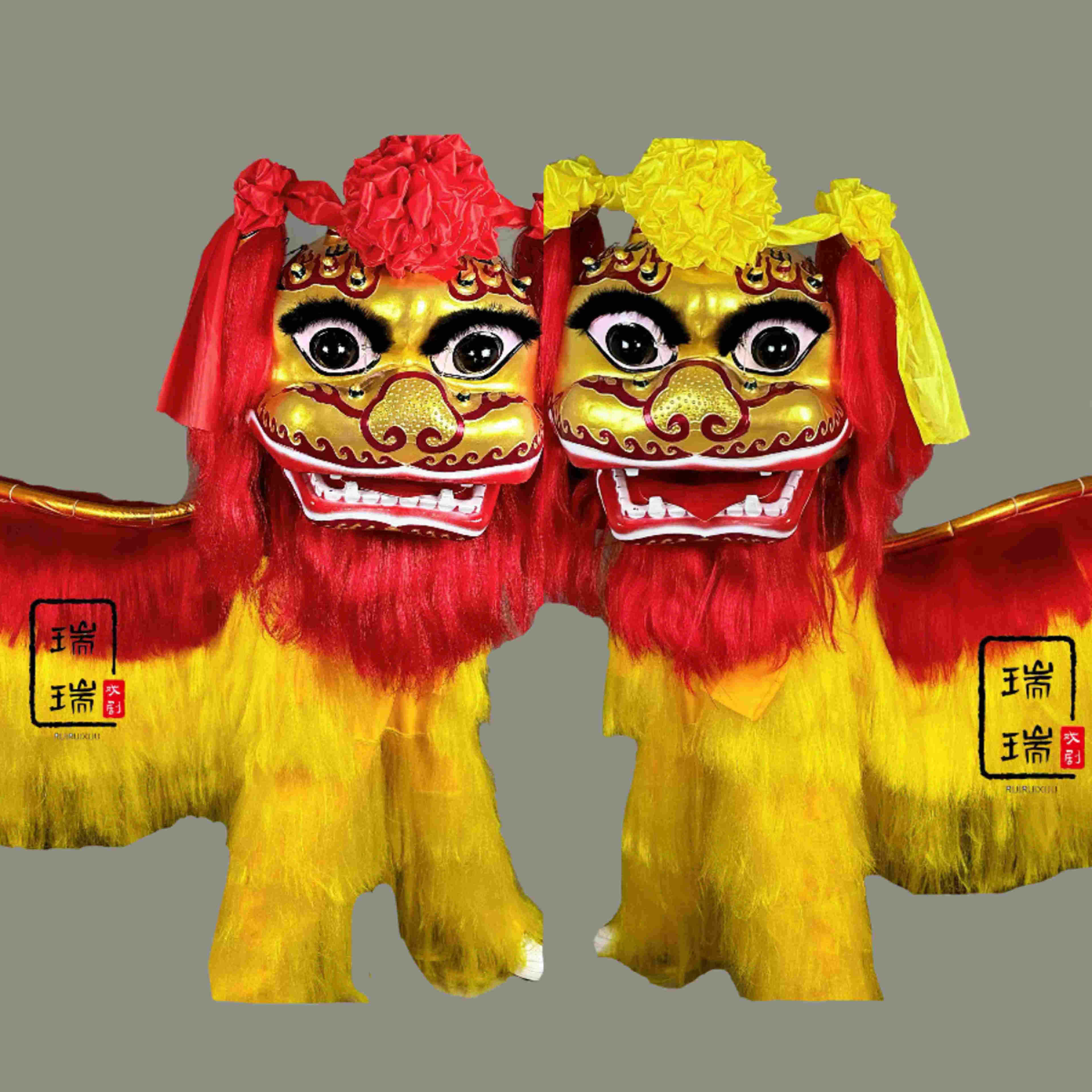 舞狮道具北京笑脸狮成人舞狮整套