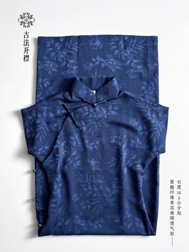 【撤柜清】新款藏青色新中式国风古法旗袍复古优雅日常连衣裙遮肉