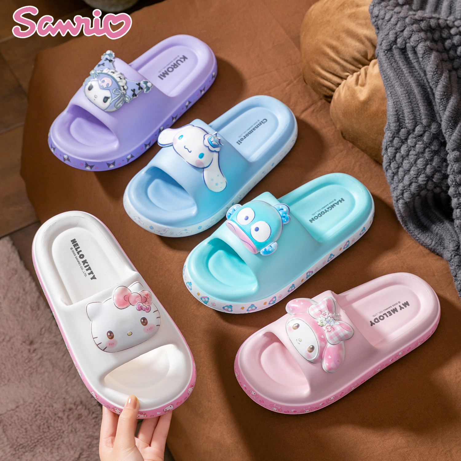 三丽鸥库洛米女生亲子拖鞋EVA防滑软底儿童凉拖鞋公主宝宝洗澡鞋