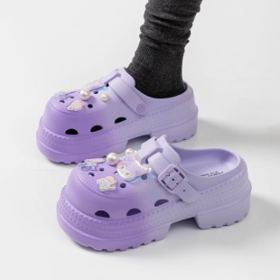 甜酷软萌公主沙滩鞋 库洛米美乐蒂玉桂狗女士洞洞鞋 增高厚底凉拖鞋