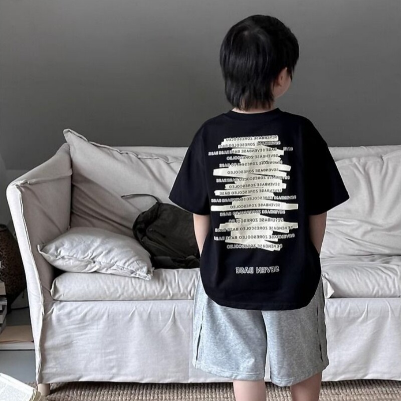 男大童夏装嘻哈纯棉短袖t恤2026新款儿童男孩夏季痞帅半袖上衣潮
