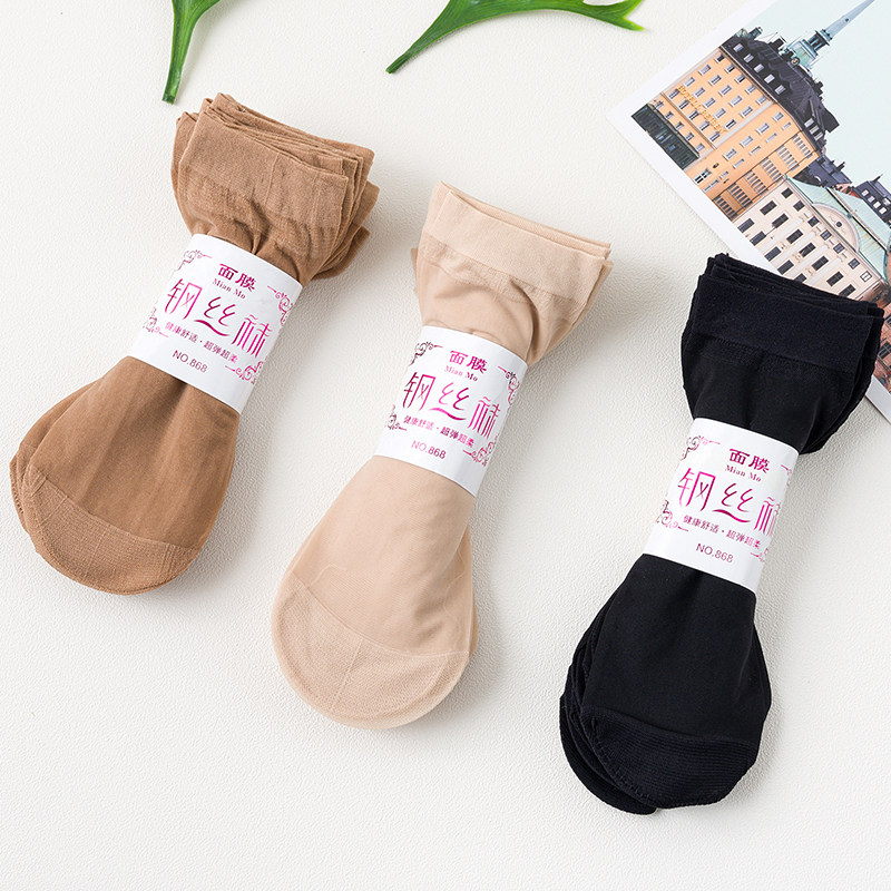 钢丝袜短袜天鹅绒短丝袜女松口袜春季袜子夏防勾中筒袜女薄款纯色