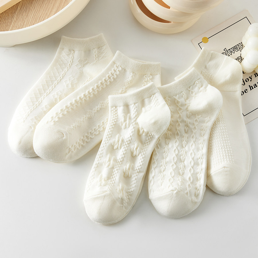 白色袜子女短袜薄款花边女袜ins潮百搭日系可爱浅口船袜女生透气