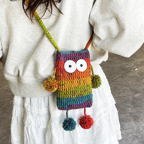 成品彩色怪兽手工编织包