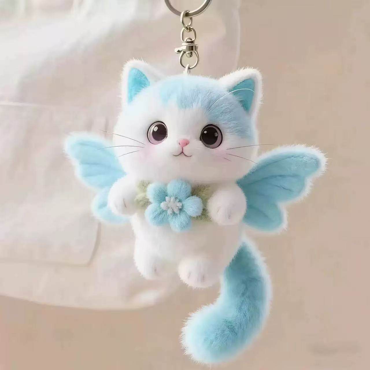 呆萌小猫咪毛绒玩偶挂件图片