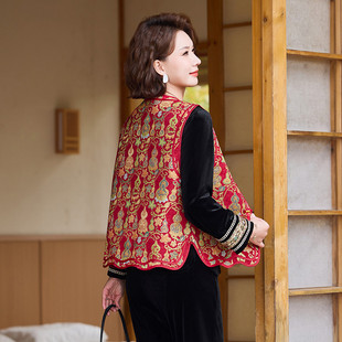 2026春装新款金丝绒打底衫新中式提花马夹洋派女士宽松两件式上衣