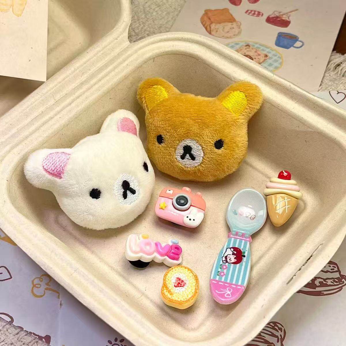 新款洞洞鞋配饰DIY鞋扣鞋花轻松熊可爱毛绒可拆卸新品鞋面装饰