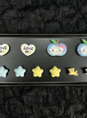 童趣树脂苹果kt白色英文爱心鞋扣diy洞洞鞋配饰星星俏皮小狗鞋花