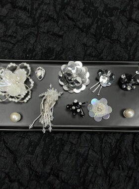 闪钻高级感银色鞋花装饰品