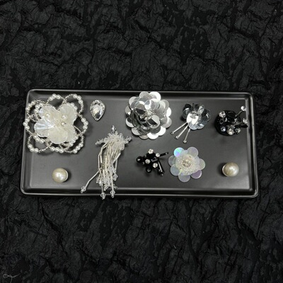 闪钻高级感银色鞋花装饰品