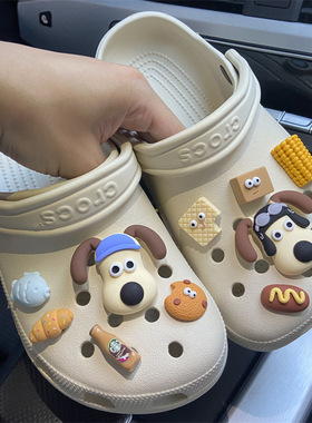 洞洞鞋配饰鞋花鞋扣装饰掌门狗黑色diy可爱小红书适配卡骆驰crocs