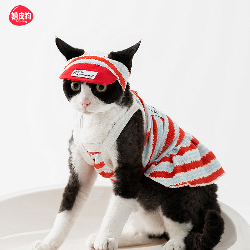 夏季宠物条纹猫咪背心