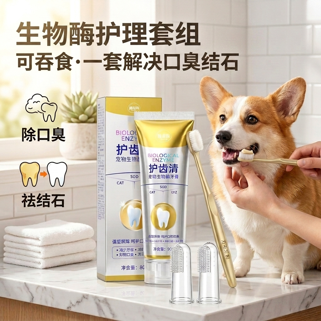 除牙结石牙膏狗狗除臭猫咪刷牙口腔牙齿牙垢清洁针对口臭可食用犬