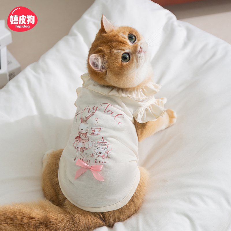 嬉皮狗小猫咪背心花边领童趣满满