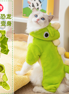 猫咪衣服秋冬装德文猫无毛布偶猫暹罗猫宠物小猫衣服防掉毛恐龙装