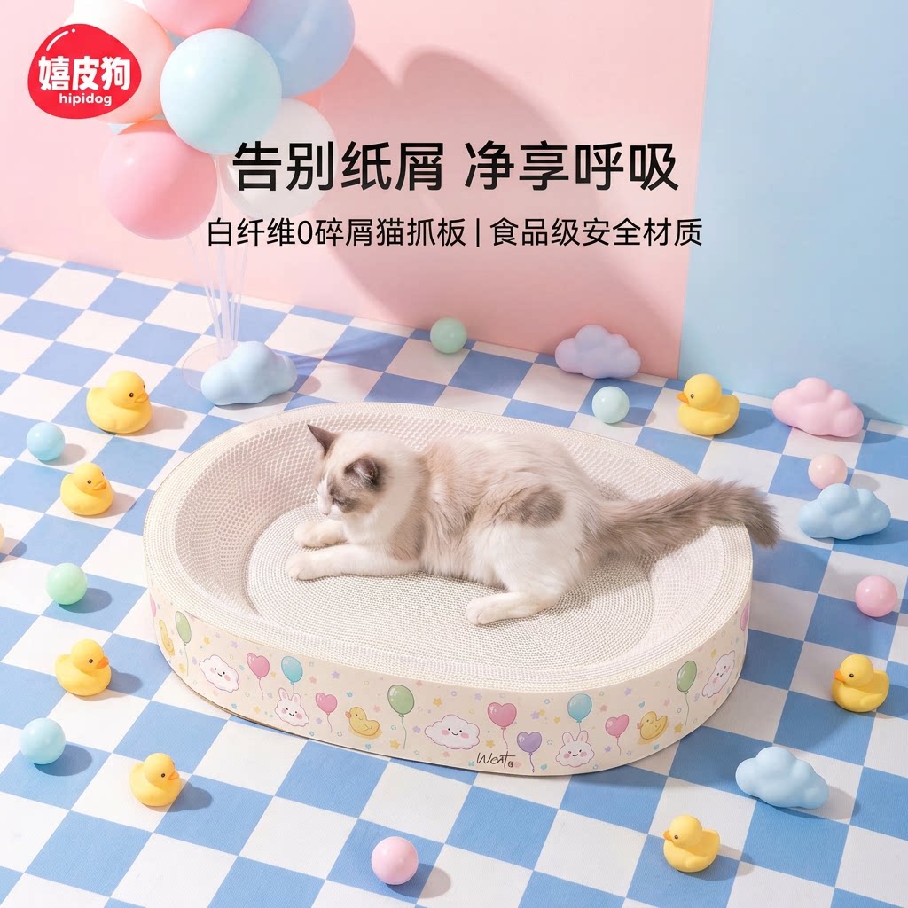 【白牛卡纸猫抓板】封底耐磨耐抓图片