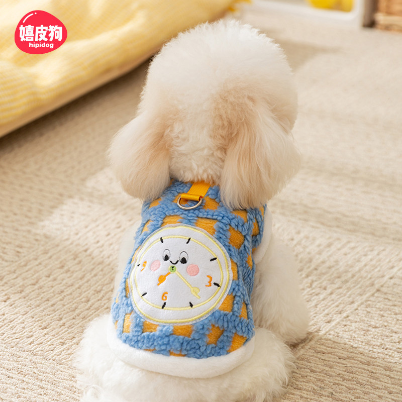 狗狗衣服时光贴布牵引两脚绒衣