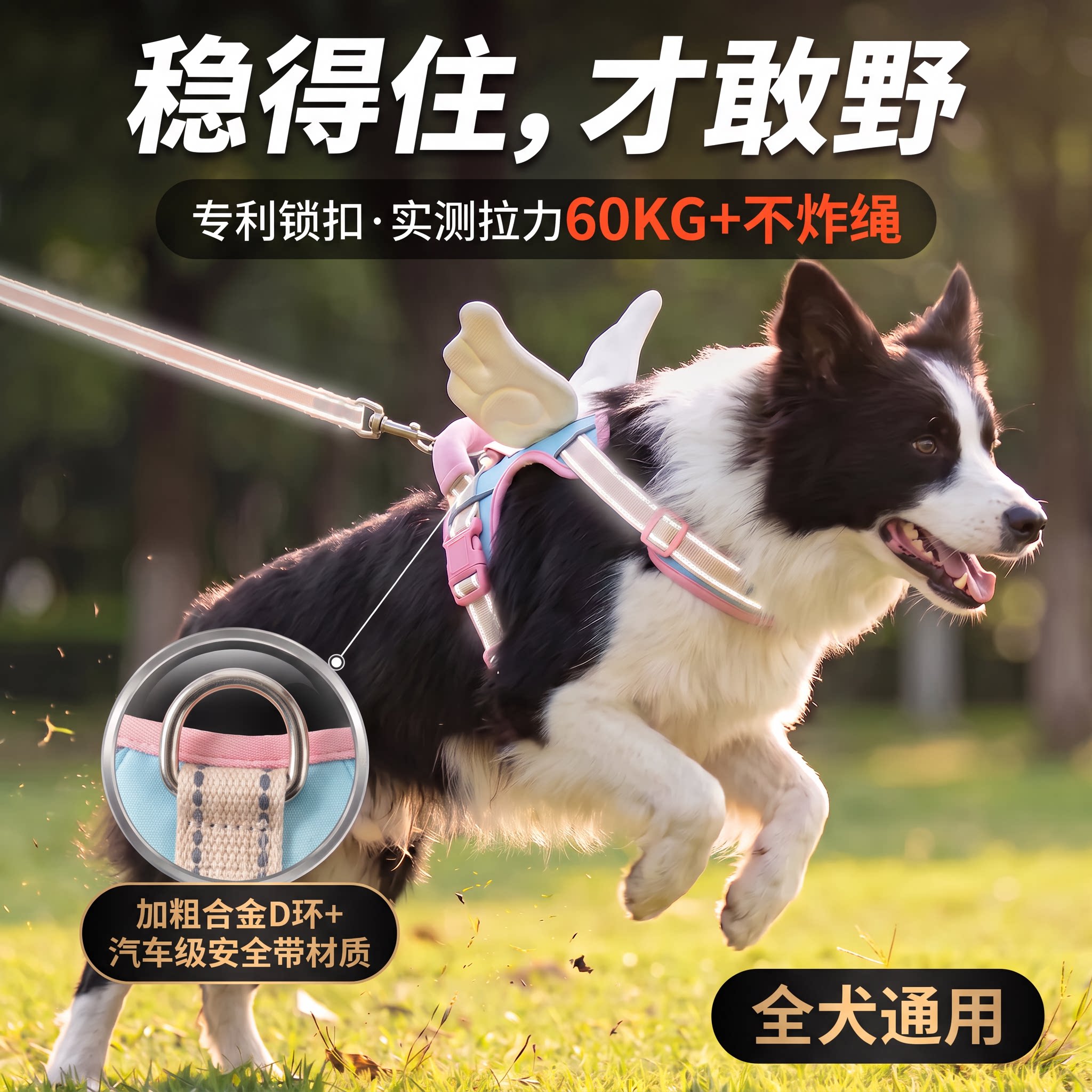 狗狗专用牵引绳大型犬防爆冲减震背心式胸背带夏季透气外出遛狗绳图片