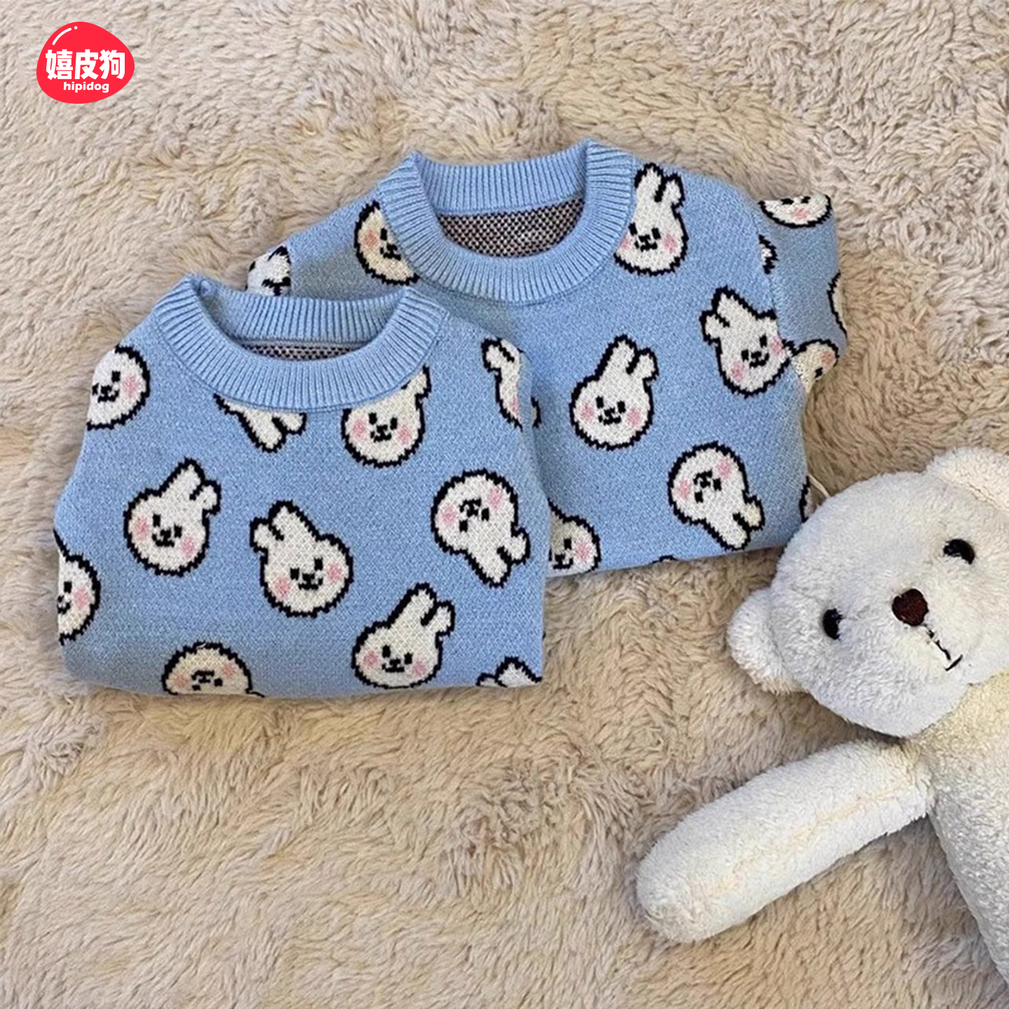 宠道夫狗狗满印兔子毛衣