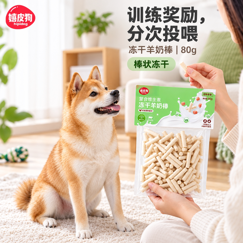 嬉皮狗冻干羊奶棒训练奖励犬只分次投喂宠物零食猫犬通用款狗饼干
