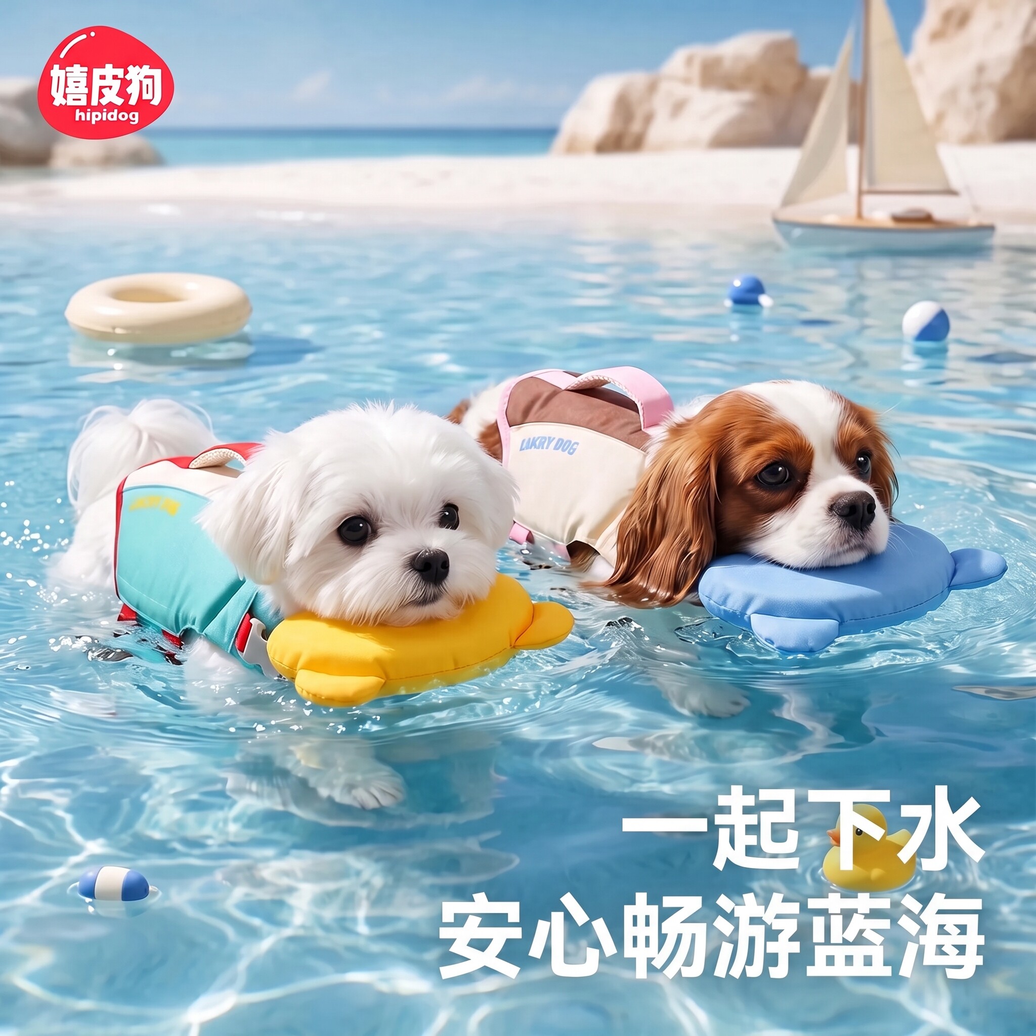 小熊下巴托防呛水狗狗救生衣图片