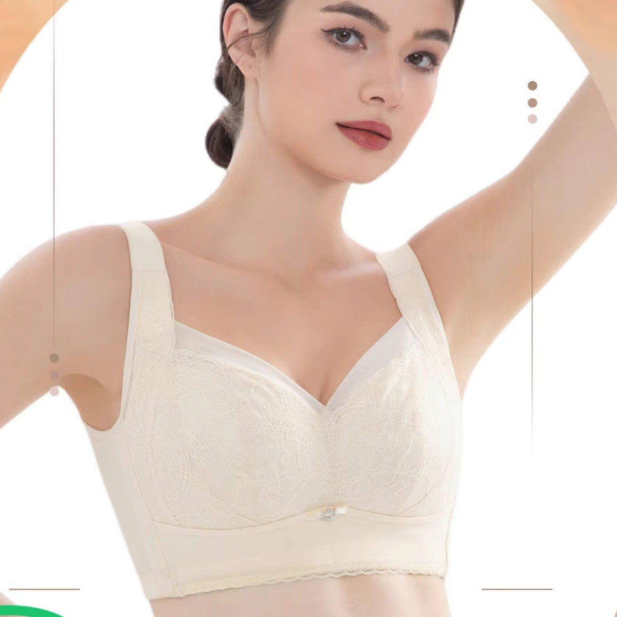 新款大码全包蕾丝内衣女大胸显小无钢圈收副乳文胸薄款聚拢防