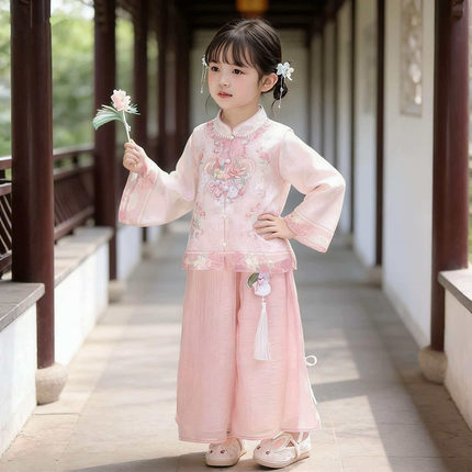 儿童新中式汉服新款春夏季女童超仙唐装小女孩国风套装古风演出服