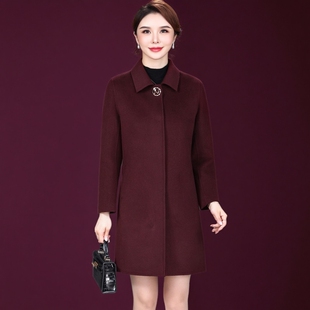 保暖羊毛外套年轻妈妈女装POLO领2026春秋季中长款时尚双面呢大衣