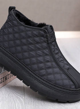 老北京布鞋男鞋冬季加绒加厚保暖高帮厚底软底防滑轻便爸爸鞋棉鞋