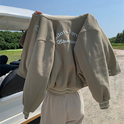 韩版短款刺绣字母女装外套棒球服