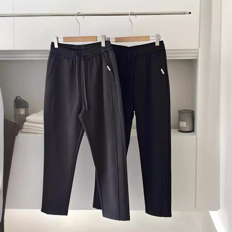 欧戴斯加绒弯刀休闲裤男2025新款秋冬季宽松加厚运动直筒男裤子