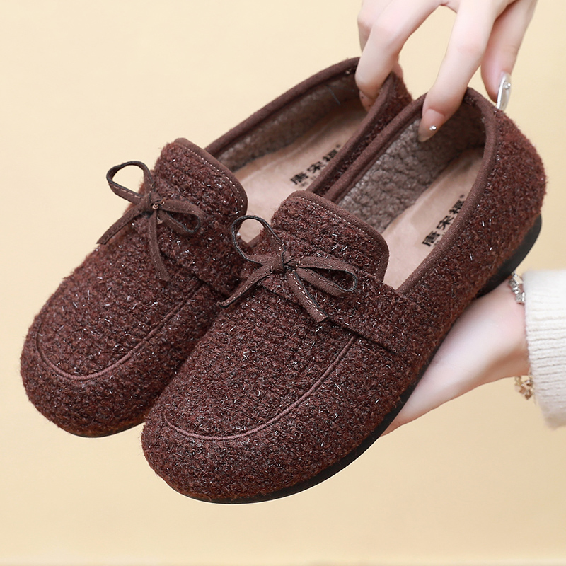 冬季老北京布鞋女棉鞋加绒加厚保暖毛毛鞋平底防滑一脚蹬时尚女鞋