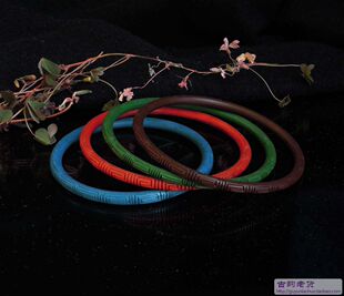 正宗老北京雕漆(库存老货 )纯手工天然大漆 回纹老雕漆手镯/只