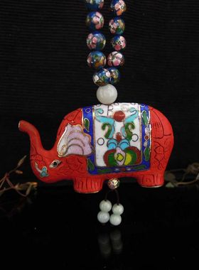 雕漆小象纯手工雕刻项链