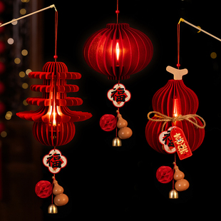 新款新年灯笼元宵蜂窝花灯2026马年创意儿童手提diy春节过年装饰