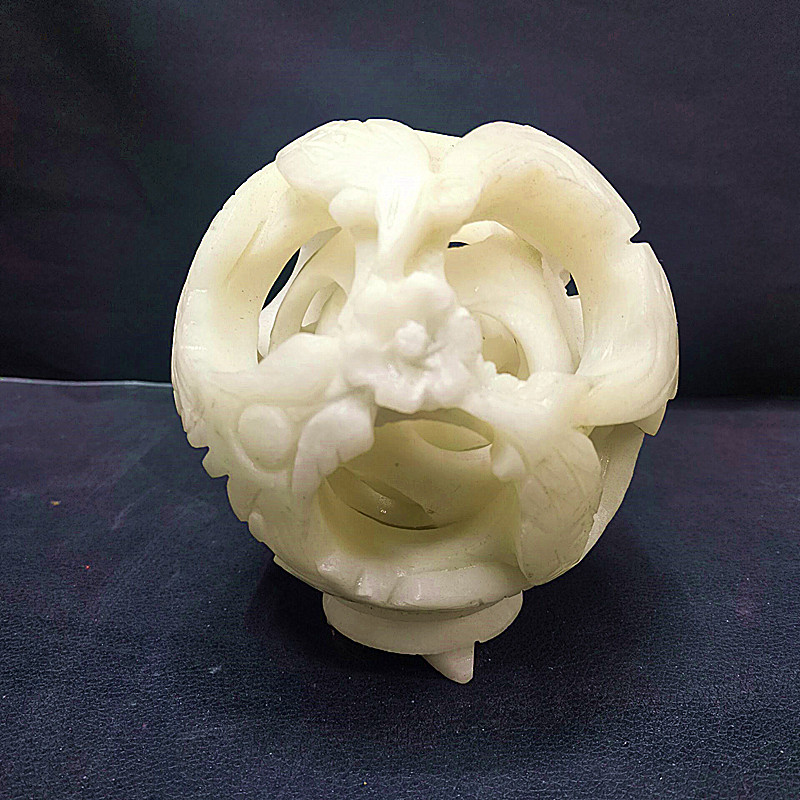 白玉石转心球路路通五层石球摆件书房办公室桌面装饰送朋友礼品